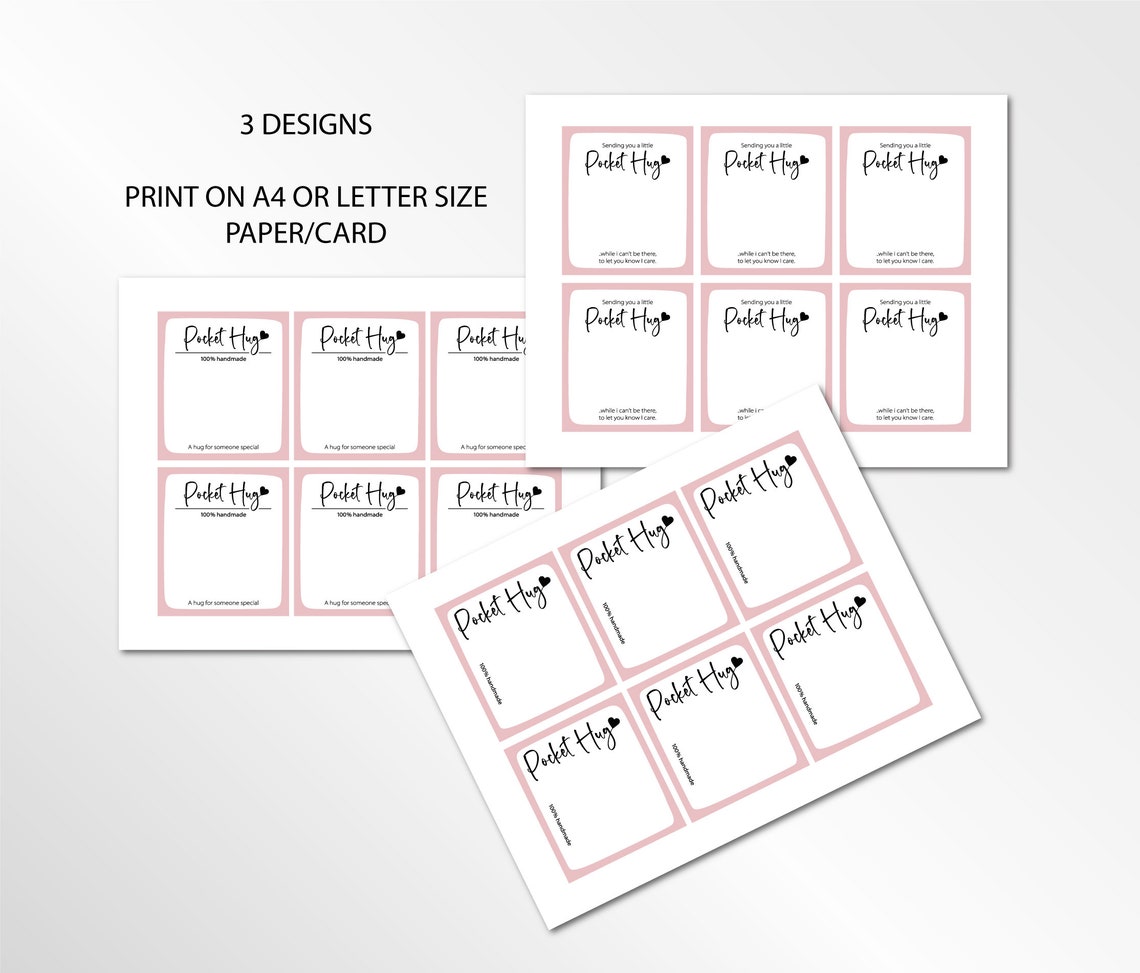Printable Pocket Hug Cards, Pocket Hug Holder, Pocket Hug Backing Card