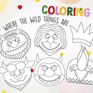 Where the wild things are, COLORING, Where the wild things are photo props, masks, printable, Party decorations, Digital download, Kids