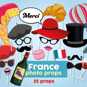 Accessoires France, accessoires photo Paris, fête française, fête Paris, photobooth parisien, thème fête paris, accessoires fête culture, thème paris