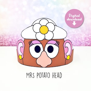 Mrs Potato head crown, Mrs potato head birthday crown, Party headband, printable Potato head, DIY Potato head, Birthday crown