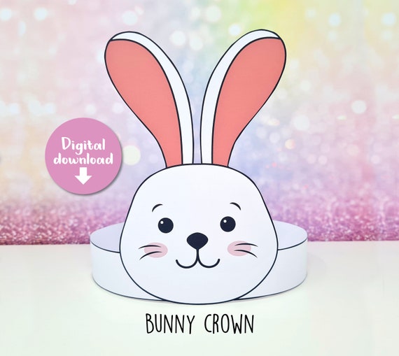 Bunny Crown, Bunny Paper Hat for Kids, Printable Birthday Crown