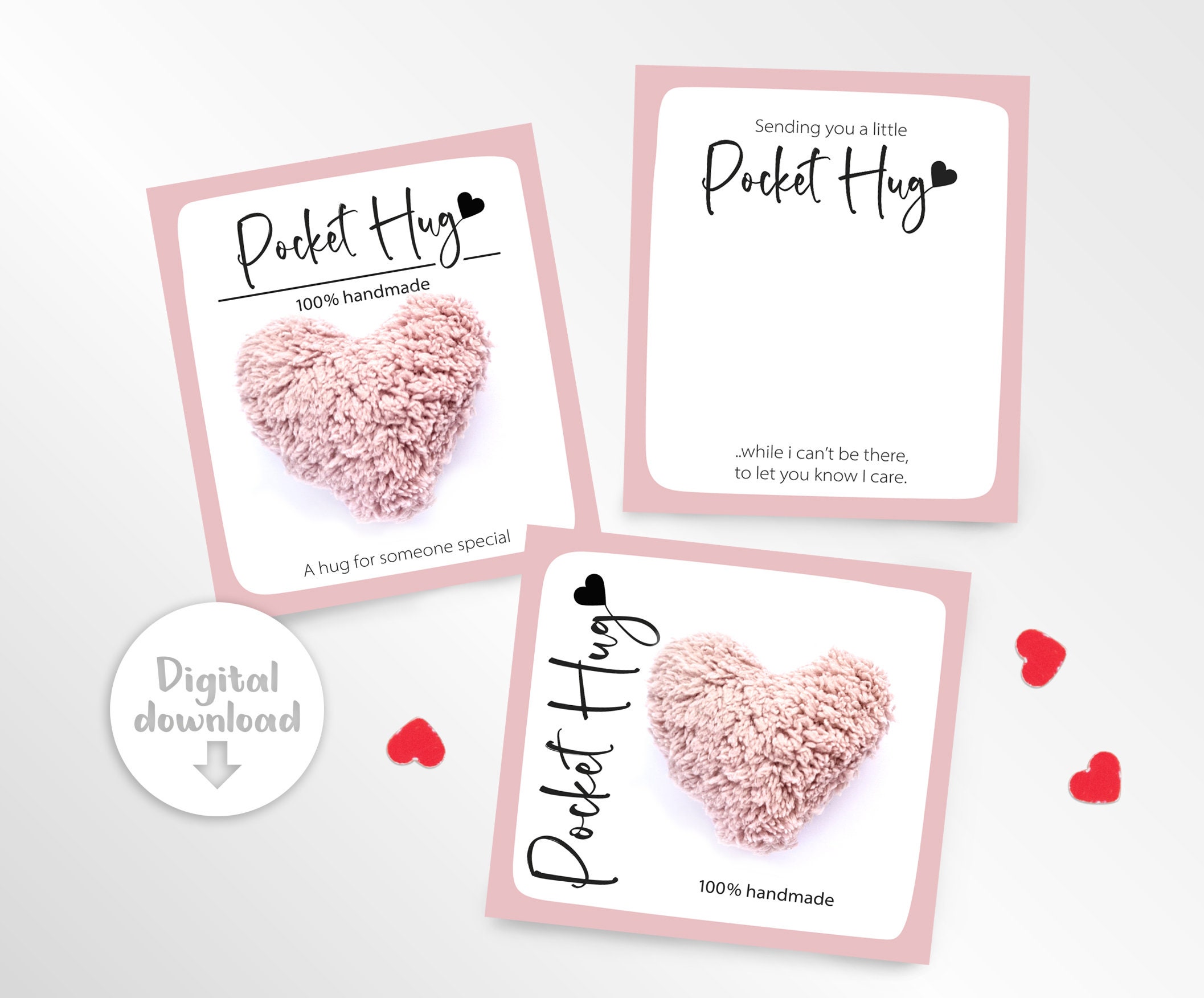 Printable Pocket Hug Cards, Pocket Hug Holder, Pocket Hug Backing Card
