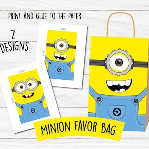 Minion favor bag, Minion party decorations, Minion birthday, Kids minion party, Printable minion, Minion candy bag, Candy bag, Decorations