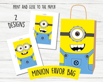Minion favor bag, Minion party decorations, Minion birthday, Kids minion party, Printable minion, Minion candy bag, Candy bag, Decorations