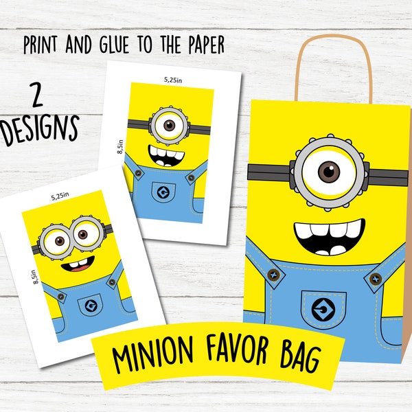 Minion favor bag, Minion party decorations, Minion birthday, Kids minion party, Printable minion, Minion candy bag, Candy bag, Decorations