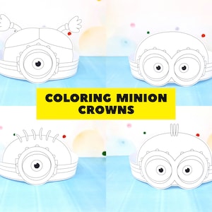 Minion Kronen zum ausdrucken, Minion Geburtstagskrone, Party Haarband, Minion Kronen, DIY Minion, Geburtstagskrone, Minion Dekor, Färbung