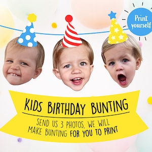 Baby face garland, custom birthday banner, Personalised face banner, Face photo banner, Kid birthday banner, Custom banner, printable