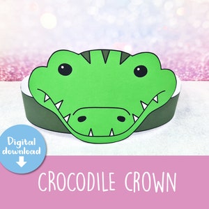 Printable crocodile crown, crocodile crown, headband, printable crocodile party hat, crocodile mask, Animal crown, DIY crocodile