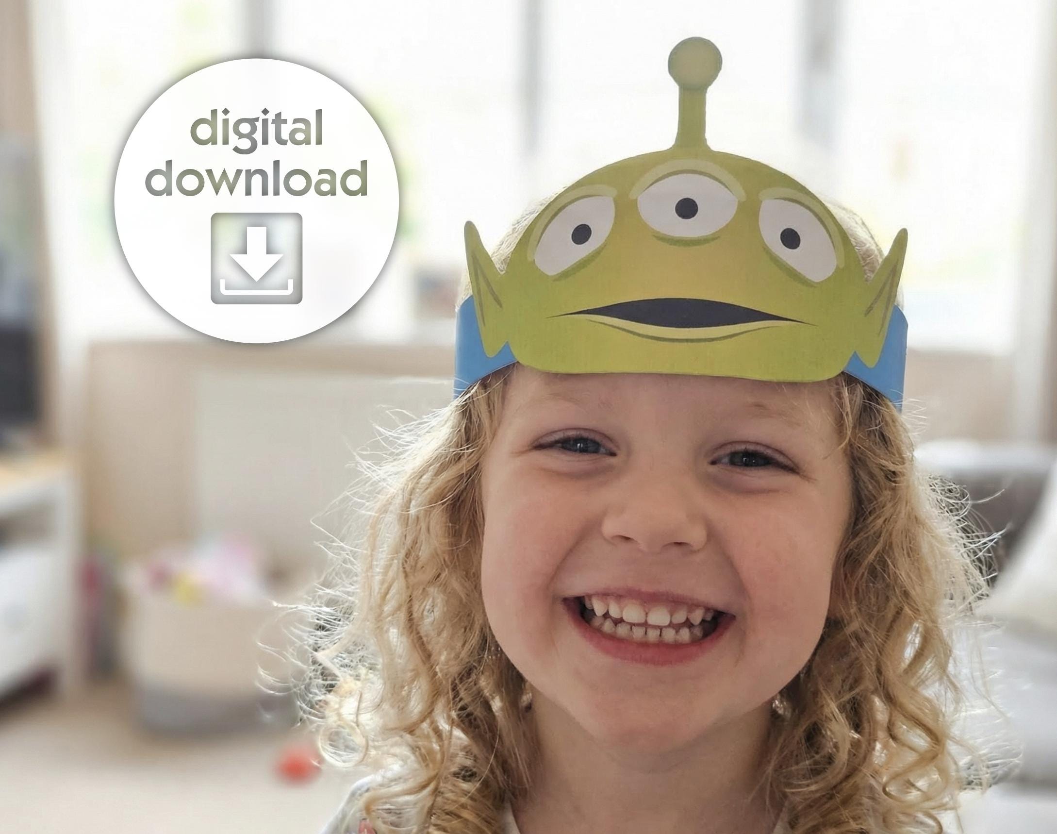Printable Alien Paper Crown, Space Mask, Toy Story Inspired Party Hat ...
