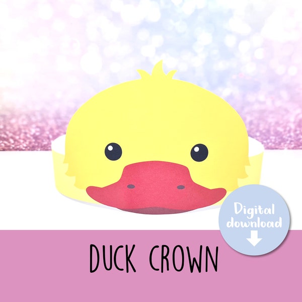 Duck crown, Duck birthday hat for kids, Duck headband, printable Farm party hat, Duck mask, farm, Bird crown, crown, Duck, Duck costume