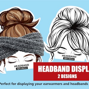 Headband display cards, Earwarmers display, Messy bun display card, Insert for headband, Ear Warmers Template, Earmuff Headbands Display