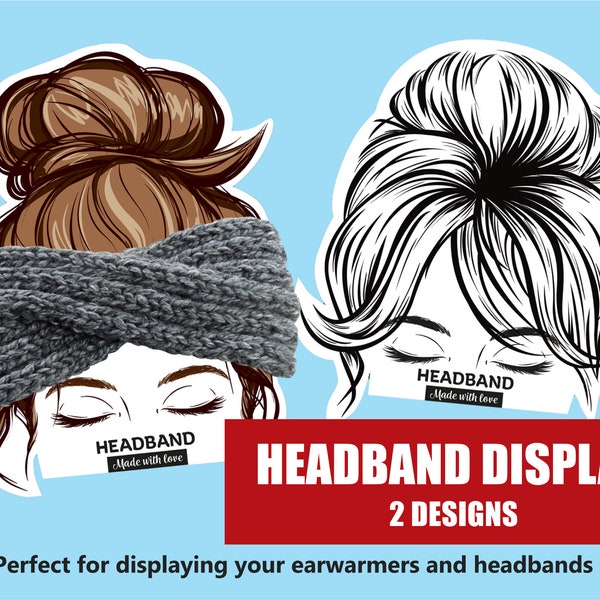 Headband display cards, Earwarmers display, Messy bun display card, Insert for headband, Ear Warmers Template, Earmuff Headbands Display