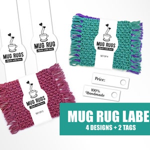 Druckbare Mug Rug Etiketten, Mug Rug Wrap Tags, Mug Rug Wraps, BUNDLE, Verpackung für handgemachte, Mug Rug Tags, Wrap Label,