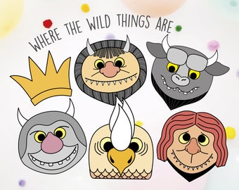 Where the wild things are, Where the wild things are photo props, masks, printable, Party decorations, Digital download, Instant, Kids