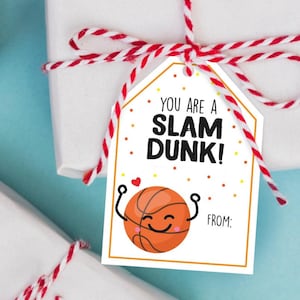 Cartão de saudação de basquete, você é um slam dunk Tag, etiqueta de presente DIY, enterrada, cartão de esporte, basquete