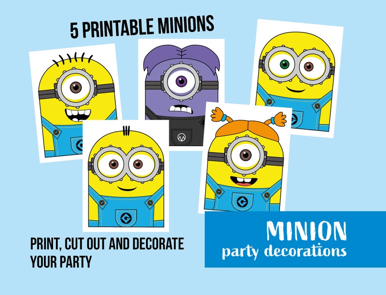 Minion Clipart, Minion Printables, Minion Party Decorations, Minion Birthday, Kids Minion Party ...