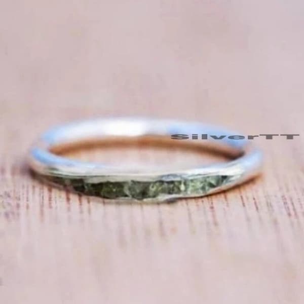 Moldavite Ring, Hidden Moldavite Ring, Unique Moldavite Ring, meteorite ring, Authentic Moldavite, Handmade Ring, Christmas gift Silver Ring