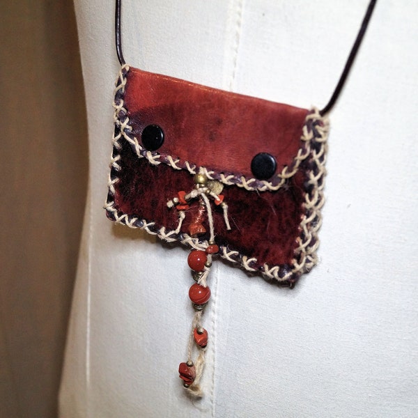 Collier Pierres Naturelles Cornaline Et Agate - Longueur 46 Cm, Acier Inoxydable - Neuf Avec Pochette