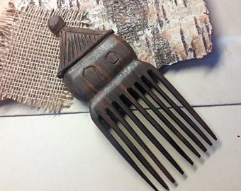 African ethnic hair comb artisanal old vintage collection rustic craftsmanship