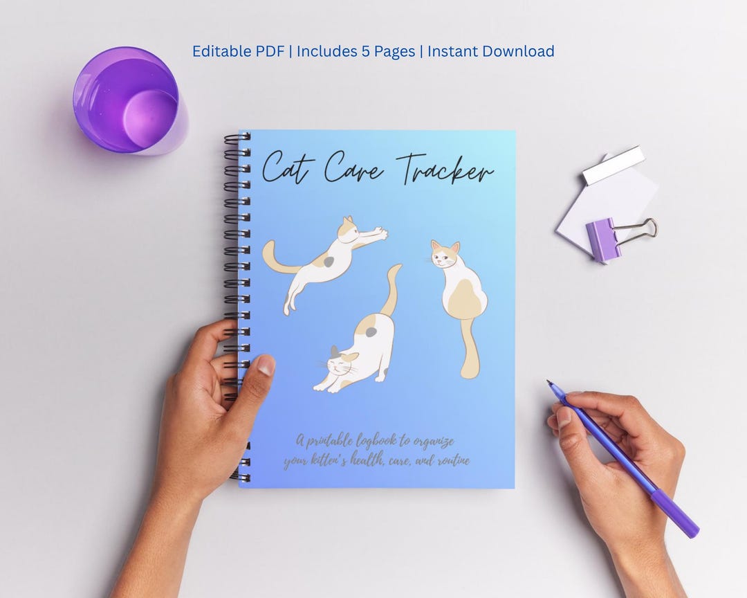Pet Care Planner Printable | Cat Tracker Bundle | Vet Visit Log, Daily ...