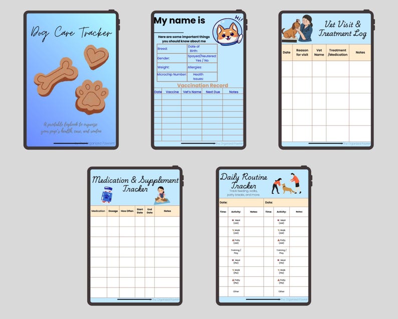 Pet Care Planner Printable | Dog Tracker Bundle | Vet Visit Log, Daily ...