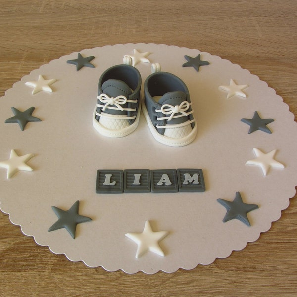 Baby shoes fondant baptism birth cake decoration cake topper sugar figure birthday cake