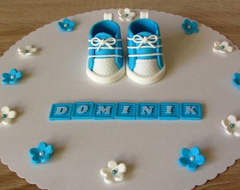 Babyschuhe Tortenaufleger Tortendeko Taufe,Geburtstag  Zuckerfigur Fondant Torte