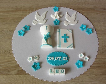 Kommunion Konfirmation Firmung Taufe Tortendeko Tortenaufleger Fondant Torte