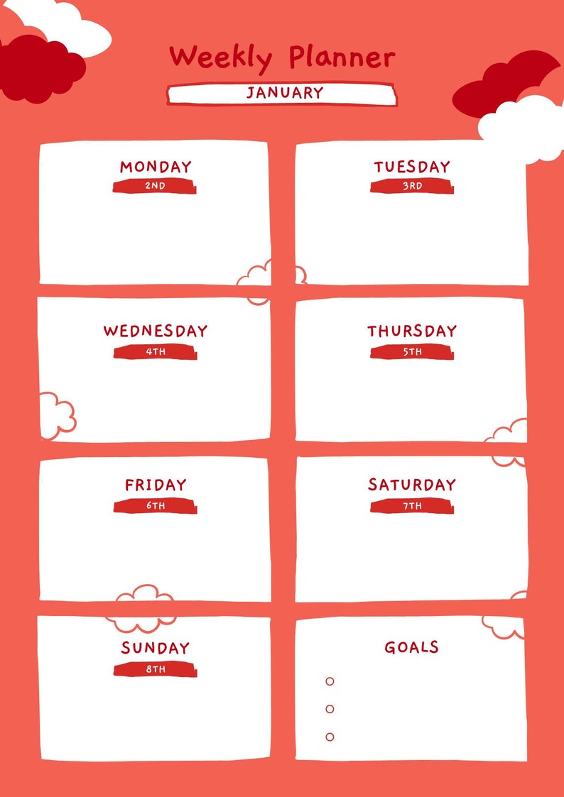 Weekly Planner Printable Template Cute Design Weekly Organizer Weekly Planner Printable Template Cute Design Weekly Organizer