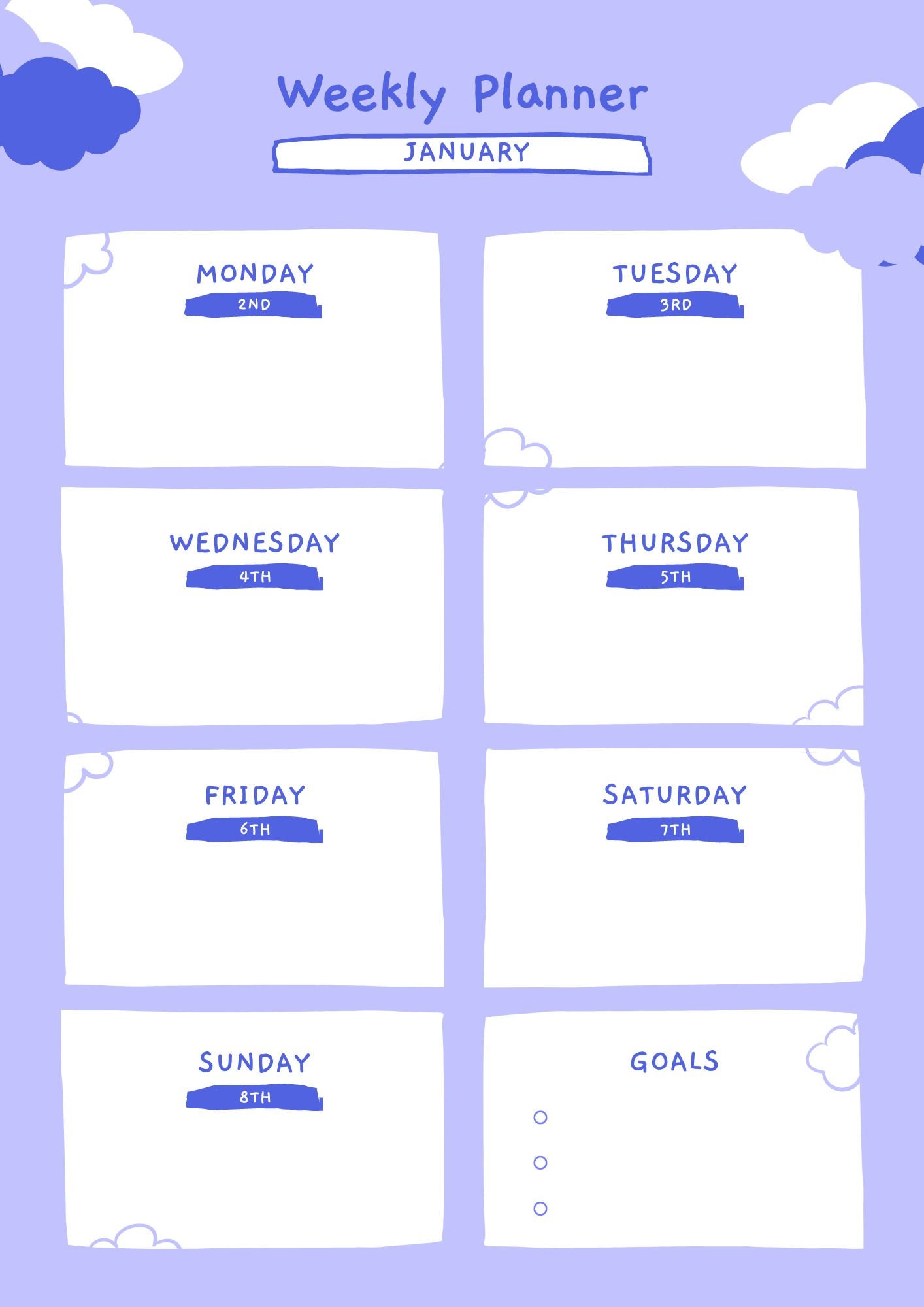 Weekly Planner Printable Template Cute Design Weekly Organizer Weekly Planner Printable Template Cute Design Weekly Organizer