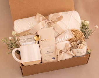 Hug in a Box Gift Set, Cozy Care Package, Mug, Candle, Chocolate, Blanket