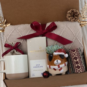 Christmas Gifts For Women, Christmas Gift Baskets, Hygge Gift Box For Friend, Mom, Sister, Holiday Self Care Gift Box Doggy Santa Succ