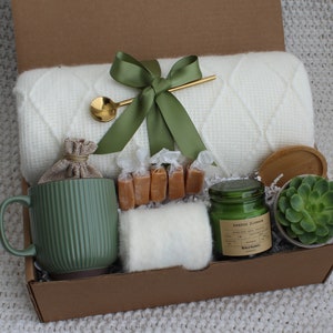 Thinking Of You Gift, Self Care Gift Box, Hygge Gift Box, Cozy Gift Box, Box Of Sunshine, Hug In A Box, Sending A Hug, Comfort Gift Basket GreenRibMug Succ