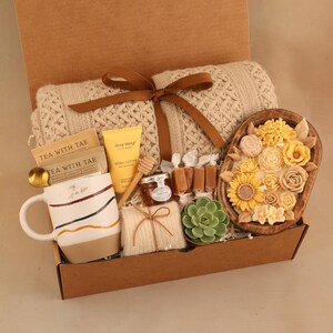 Hygge Gift Box for Her, Self Care, Birthday Get Well Candle Tea Chocolate OneDayWoodCandle