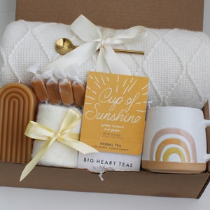 Care Package For Her, Get Well Soon Gift, Gift Box For Women, Hygge Gift Box, Thinking Of You Gift, Self Care Package, Birthday Gift Basket Sunshine RainbowMug