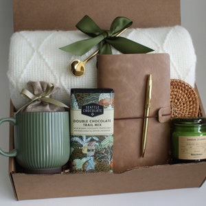 Hygge Gift Box For Her, Self Care Gift Set, Gift Box For Friend, Cozy Gift Box, Cozy Care Package, Gift Box For Women, Gift Box For Her GreenRibMug Journal