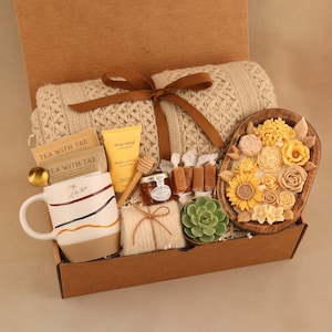 Cozy Care Package Gift Box, Self-Care Relaxation Set, Hygge Gift Basket