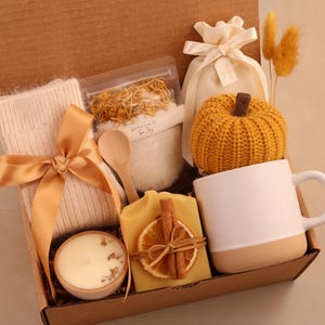 Hug in a Box, Comfort Care Package for Women, Cozy Gift Basket YelowPumpkinNoBlankt