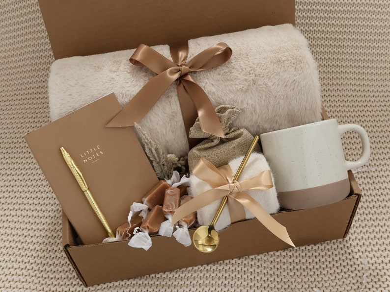 Sending Hugs Gift Box For Her, Birthday Gift, Self-Care, Comfort Care Package For Women, Sending Hugs And Love, Sympathy Gift LittleNoteCaramelBlk