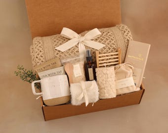 Spa Gift Box for Women with Personalized Card, Pampering Hygge Gift Box for Her, Best Summer Birthday Gift for Best Friend