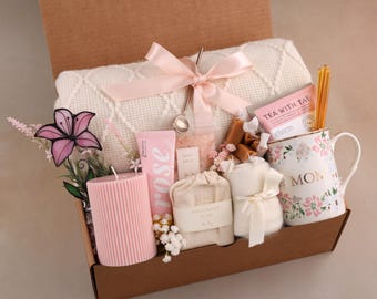 Mom Self Care Gift Box, Cozy Spa Day Basket, Mother's Day Relaxation Set