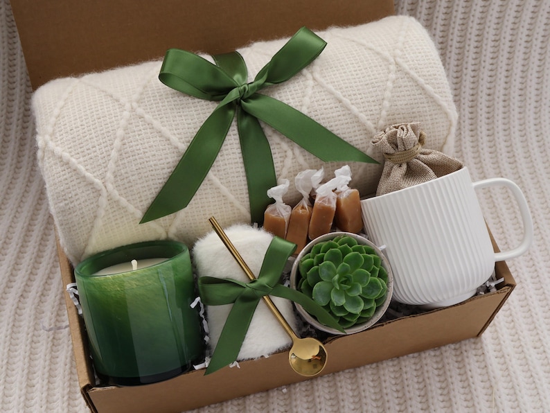 Self Care Gift Box, Cozy Package For Her, Tea Lover Gift, Sending Hugs Basket GreenGlassCandle