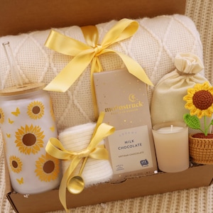 New Beginnings Box, Daisy mug and tile coaster set, New job gift, Coworker Leaving Gift, New house gift, Goodbye gift, Good luck, New start SunflowerBlanket