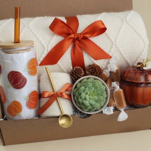 Care Package For Her, Get Well Soon Gift, Gift Box For Women, Hygge Gift Box, Thinking Of You Gift, Self Care Package, Birthday Gift Basket PumpkinGlass Blanket