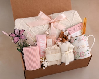 Mom Self Care Gift Box, Cozy Spa Day Basket, Mother's Day Relaxation Set