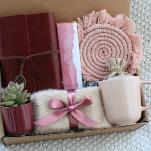 Care Package For Her, Get Well Soon Gift, Gift Box For Women, Hygge Gift Box, Thinking Of You Gift, Self Care Package, Birthday Gift Basket Boho Blush Journal