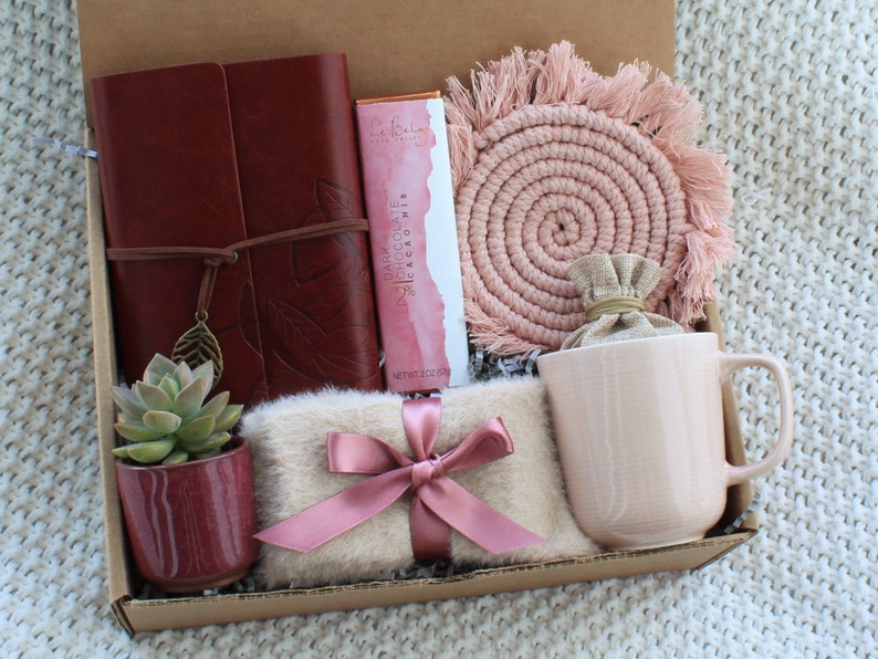 Care Package For Her, Get Well Soon Gift, Gift Box For Women, Hygge Gift Box, Thinking Of You Gift, Self Care Package, Birthday Gift Basket Boho Blush Journal