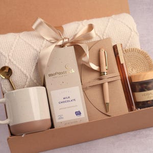 Personalized Gift For Women, Tea Gift Set, Custom Spa Gift Basket, Care Package For Her, Self Care Gift Box, Thank You Gift, Birthday Box Tea Honey Blanket