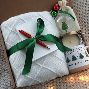 Christmas Gifts For Women, Christmas Gift Baskets, Hygge Gift Box For Friend, Mom, Sister, Holiday Self Care Gift Box GlassBallFancyPen