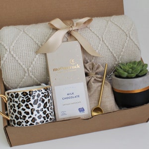 Thank You Gift Box For Men And Women, Hygge Gift Box, Employee Appreciation Gift, Birthday Gift Basket For Dad, Friend, Corporate Gifting LeopardMug BlackSucc